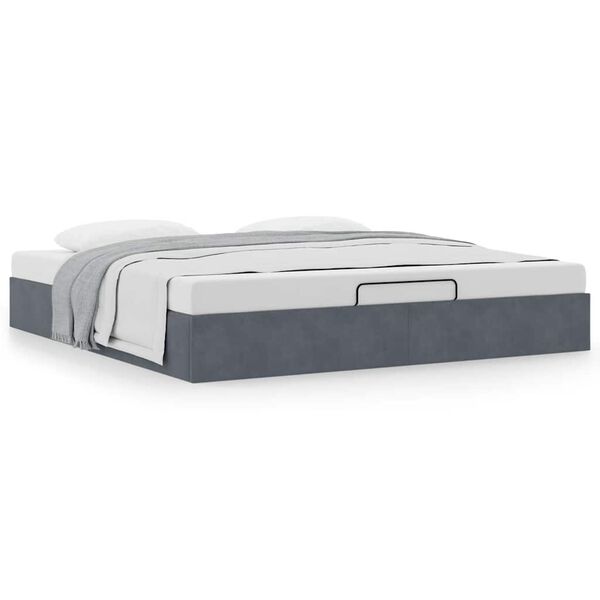 vidaXL Ottoman Bed Frame No Mattress Dark Grey Super King Velvet