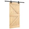 vidaXL Sliding Door Natural and Black 95 x 210 cm Solid Pine Wood