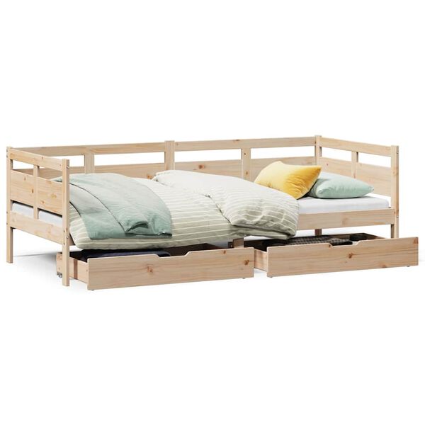 vidaXL Daybed with Drawers without Mattress 80x200 cm Solid Wood