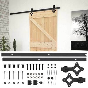 vidaXL Sliding Door 90 x 210 cm Solid Pine Wood Natural and Black