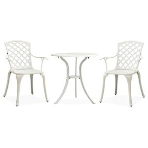 vidaXL 3 Piece Bistro Set Cast Aluminium White