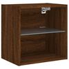 vidaXL Bedside Cabinet with LED Lights Wall-mounted Brown Oak