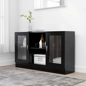 vidaXL Vitrine Cabinet Black 120x30,5x70 cm Engineered Wood