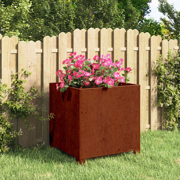 vidaXL Planter with Legs Rusty 40x40x40 cm Corten Steel