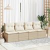 vidaXL 2 Piece Garden Sofa Set with Cushions Beige Poly Rattan Acacia