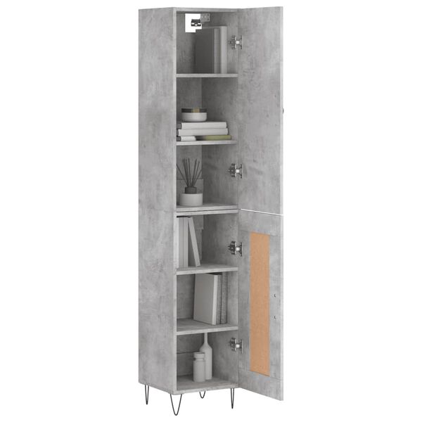 vidaXL Highboard Concrete Grey 34.5x34x180 cm Engineered Wood