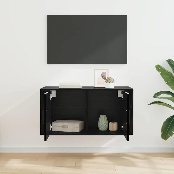 vidaXL Wall Mounted TV Cabinet Black oak 80 x 34.5 x 40 cm
