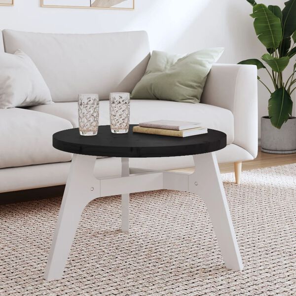 vidaXL Table Top Round Black &Oslash;60x3 cm Solid Wood Pine