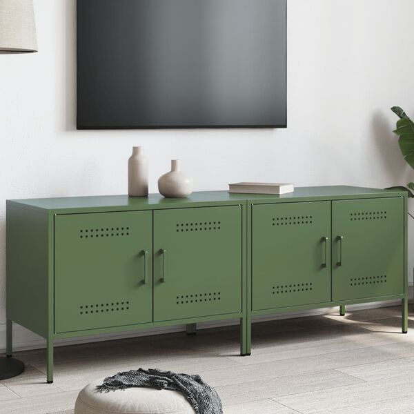 vidaXL TV Cabinets 2 pcs Olive Green 68x39x50.5 cm Steel