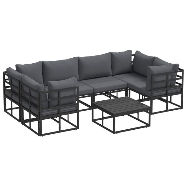 vidaXL Garden Sofa Set with Cushion 7 pcs Black Aluminium