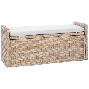 vidaXL Storage Bench with Cushion Natural 110 x 40 x 50 cm Rattan