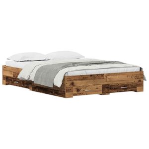 vidaXL Bed Frame with Drawer Old Wood 160 x 200 cm Engineered Wood