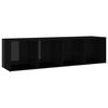 vidaXL TV Cabinets 2 pcs High Gloss Black 142.5x35x36.5 cm Engineered Wood