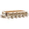 vidaXL 15 Piece Garden Dining Set with Cushions Beige Poly Rattan