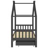 vidaXL Kids Bed Frame with Drawers Dark Grey Solid Pine Wood 90x200cm