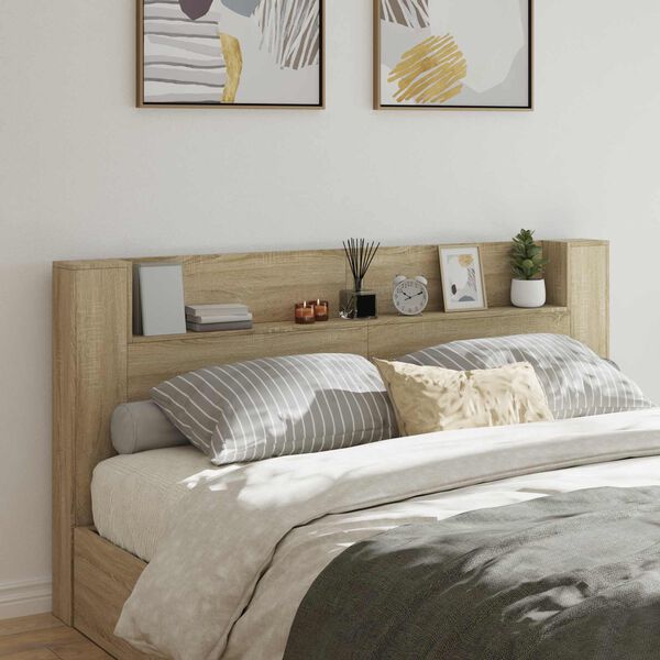 vidaXL Headboard Sonoma Oak 200 x 16.5 x 103.5 cm Engineered Wood