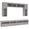 vidaXL 8 Piece TV Wall Cabinet Set with LED Lights Grey Sonoma