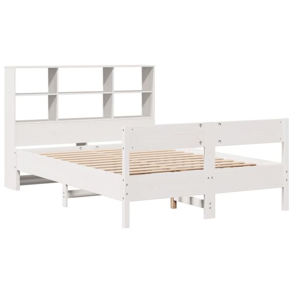 vidaXL Bookcase Bed without Mattress White 160x200cm Solid Wood Pine