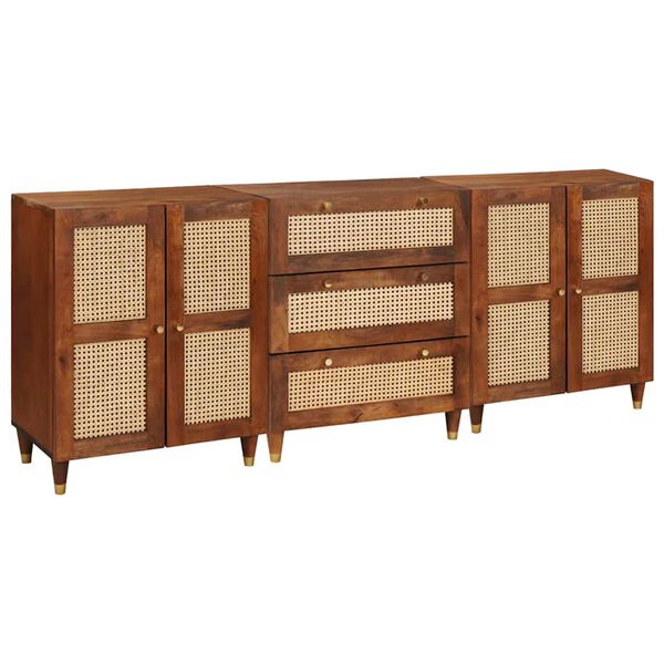 vidaXL Sideboard Set 3 pcs Brown 180 x 33 x 75 cm Solid Mango Wood