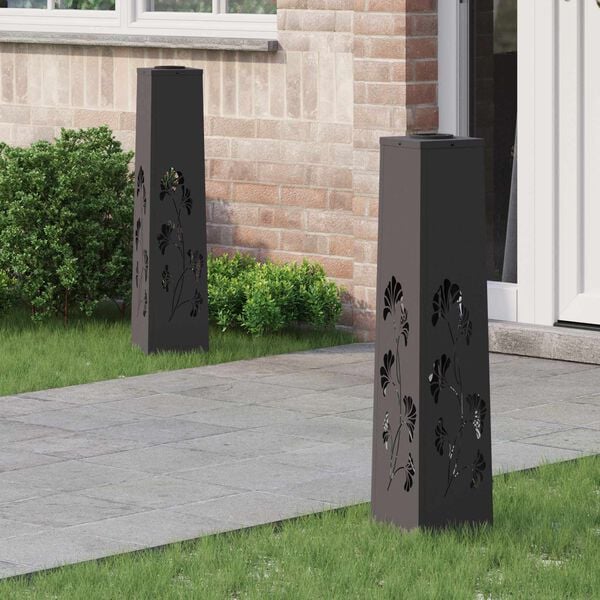 vidaXL Solar LED Pathway Light 2 pcs Black Cold Rolled Steel