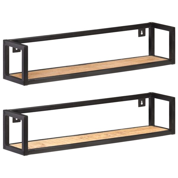 vidaXL Wall Shelves 2 pcs 80 cm Rough Mango Wood