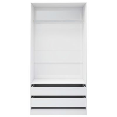 vidaXL Wardrobe High Gloss White 100x50x200 cm Engineered Wood