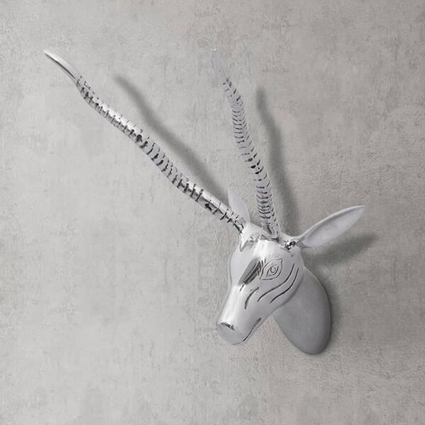 vidaXL Wall Mounted Gazelle's Head Decoration Aluminium Silver 33 cm