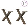 vidaXL Coffee Table Legs X-Shaped 2 pcs Natural Steel 50x(30-31) cm Steel