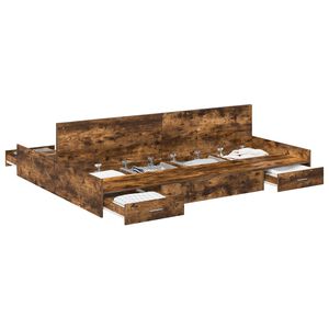 vidaXL Storage Bed Frame Smoked Oak 160 x 200 cm Engineered Wood