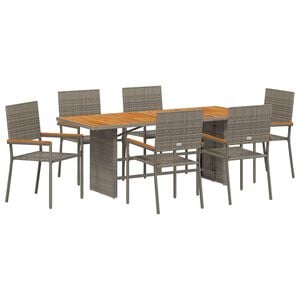 vidaXL Garden Dining Set 7 pcs Grey Poly Rattan