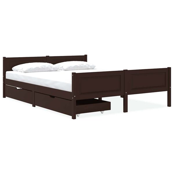 vidaXL Bed Frame without Mattress Dark Brown 140x200 cm Solid Wood