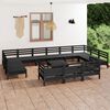 vidaXL 14 Piece Garden Lounge Set Black Solid Wood Pine