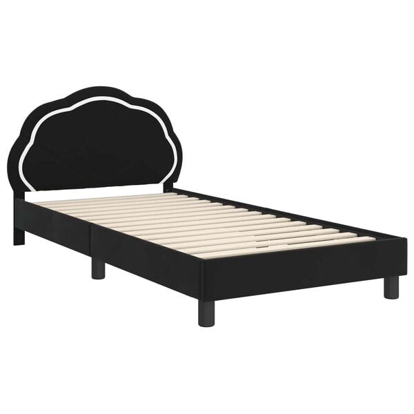vidaXL Children's Bed Frame with Headboard Black 90 x 190 cm Velvet
