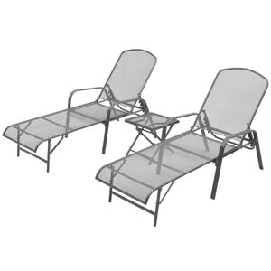 vidaXL Sun Loungers 2 pcs with Table Steel Anthracite