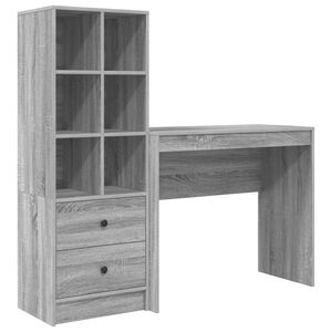 vidaXL Desk with Drawer with Shelf with Storage 2 pcs Grey Sonoma