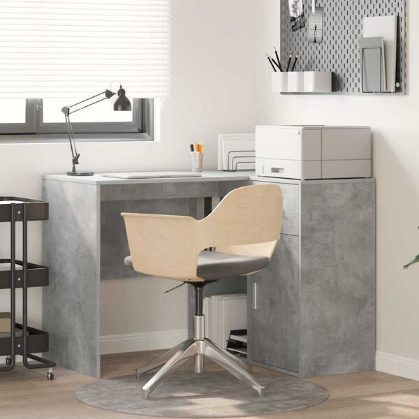 vidaXL Corner Desk with Drawer Concrete Grey 102 x 88 x 75 cm