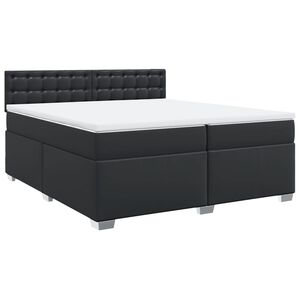 vidaXL Box Spring Bed with Mattress Black 200x200 cm Faux Leather