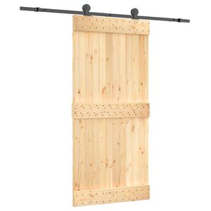 vidaXL Sliding Door Natural and Black 95 x 210 cm Solid Pine Wood