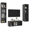 vidaXL 3 Piece TV Cabinet Set High Gloss Grey Engineered Wood