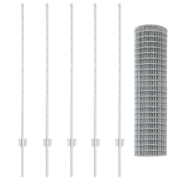 vidaXL Fence with Post Silver 1.2 x 10 m Steel