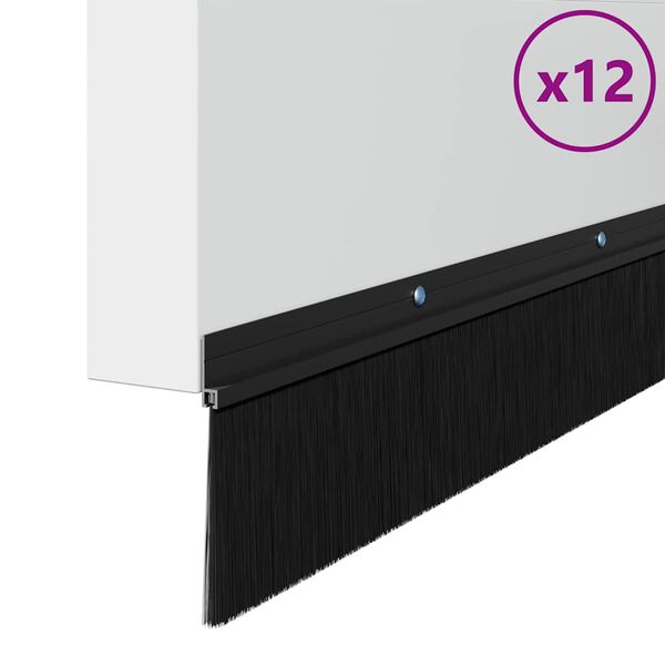 vidaXL Screw-on Door Brush Seals 12 pcs Black 100 cm Aluminium Alloy
