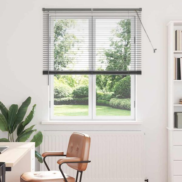 vidaXL Window Blind with Curtains Manual Dark grey Aluminium
