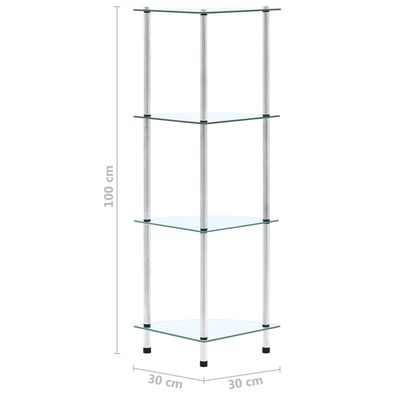 vidaXL 4-Tier Shelf Transparent 30x30x100 cm Tempered Glass