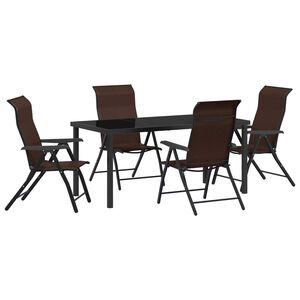 vidaXL Garden Dining Set 5 pcs Brown Powder-Coated Steel