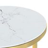 vidaXL Side Table Gold and White Marble 45 cm Tempered Glass
