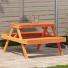 vidaXL Picnic Table Wax Brown 105x134x75 cm Solid Wood Pine