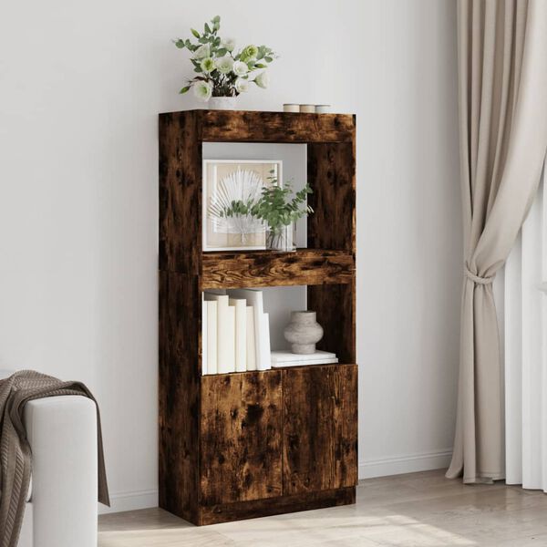 vidaXL Highboard Smoked Oak 63x33x140 cm Engineered Wood