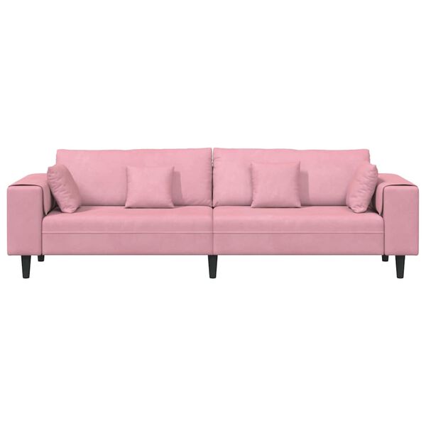 vidaXL Velvet Sofa with Cushion Pink 209 cm Velvet