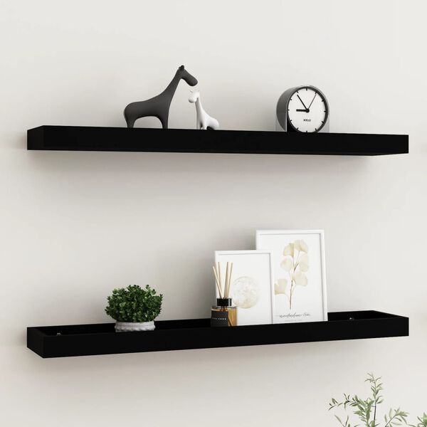 vidaXL Loggia Wall Shelves 2 pcs Black 80x15x4 cm MDF