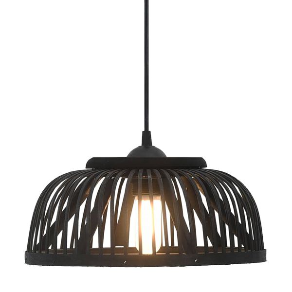 vidaXL Pendant Lamp Black Bamboo 40 W 34x14.5 cm Semicircle E27